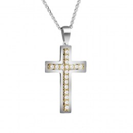 λευκόχρυσος γυναικείος σταυρός ζιργκόν ST11400247