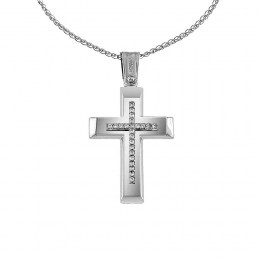 λευκόχρυσος γυναικείος σταυρός ζιργκόν ST12200947