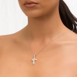 λευκόχρυσος γυναικείος σταυρός ζιργκόν ST12200950(a)