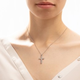 λευκόχρυσος γυναικείος σταυρός ζιργκόν ST12200969(a)