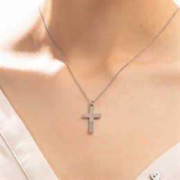 λευκόχρυσος γυναικείος σταυρός ζιργκόν ST12200969(b)