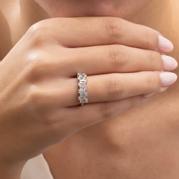 μισόβερο λευκόχρυσο δαχτυλίδι λευκά ζιργκόν D11201082(b)