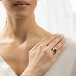 μονόπετρο ασημένιο δαχτυλίδι πράσινο ζιργκόν D21200194(a)