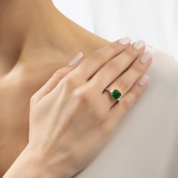 μονόπετρο ασημένιο δαχτυλίδι πράσινο ζιργκόν D21200194(b)