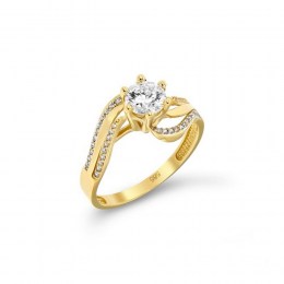Μονόπετρο δαχτυλίδι κίτρινο χρυσό ζιργκόν D11100254