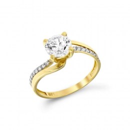 Μονόπετρο δαχτυλίδι κίτρινο χρυσό ζιργκόν D11100261