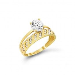 Μονόπετρο δαχτυλίδι κίτρινο χρυσό ζιργκόν D11100281