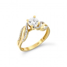 Μονόπετρο δαχτυλίδι κίτρινο χρυσό ζιργκόν D11100315