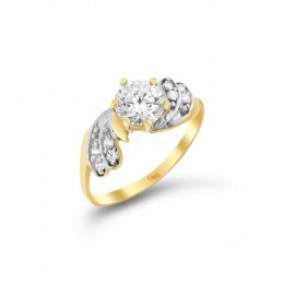 Μονόπετρο δαχτυλίδι κίτρινο χρυσό ζιργκόν D11100620