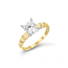 Μονόπετρο δαχτυλίδι κίτρινο χρυσό ζιργκόν D11400215