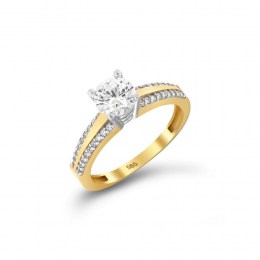 Μονόπετρο δαχτυλίδι κίτρινο χρυσό ζιργκόν D11400224