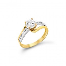 Μονόπετρο δαχτυλίδι κίτρινο χρυσό ζιργκόν. D11400244