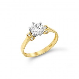 Μονόπετρο δαχτυλίδι κίτρινο χρυσό ζιργκόν D11400255