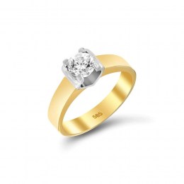 Μονόπετρο δαχτυλίδι κίτρινο χρυσό ζιργκόν D11400308