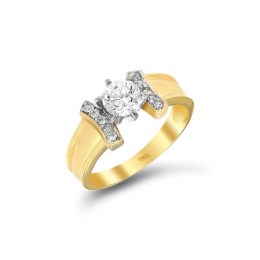 Μονόπετρο κίτρινο χρυσό δαχτυλίδι ζιργκόν D11100304