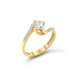 Μονόπετρο κίτρινο χρυσό δαχτυλίδι ζιργκόν D11100649