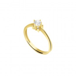 μονόπετρο κίτρινο χρυσό δαχτυλίδι ζιργκόν D11100898
