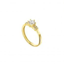 μονόπετρο κίτρινο χρυσό δαχτυλίδι ζιργκόν D11100912