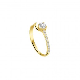 μονόπετρο κίτρινο χρυσό δαχτυλίδι ζιργκόν D11100922