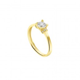 μονόπετρο κίτρινο χρυσό δαχτυλίδι ζιργκόν D11100925