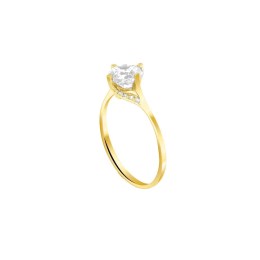 μονόπετρο κίτρινο χρυσό δαχτυλίδι ζιργκόν D11100983