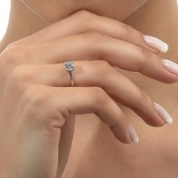 μονόπετρο λευκόχρυσο δαχτυλίδι καρδιές D11201063(b)