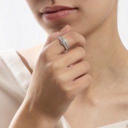 μονόπετρο λευκόχρυσο δαχτυλίδι λευκά ζιργκόν D11201011(a)