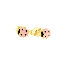 παιδικά κίτρινα χρυσά σκουλαρίκια ροζ πασχαλίτσες SK12100037