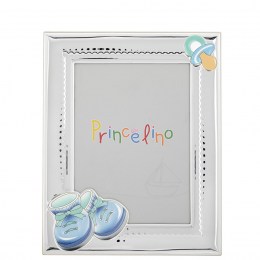 παιδική ασημένια κορνίζα Princelino παπουτσάκια MA-272D-C