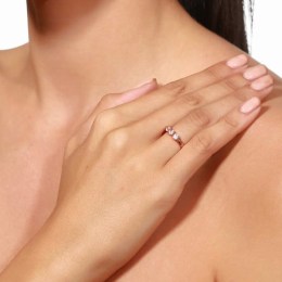 ροζ επίχρυσο ασημένιο δαχτυλίδι μισόβερο D21300100(b)