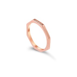 ροζ επίχρυσο ασημένιο δαχτυλίδι πολυγωνικό D21300102 