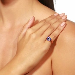 ροζ επίχρυσο ασημένιο δαχτυλίδι σεβαλιέ καρδιά D21300069(b)
