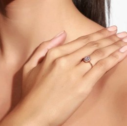 Ροζ χρυσό γυναικείο δαχτυλίδι δάκρυ D11300796(b)