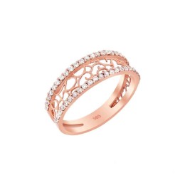 ροζ χρυσό γυναικείο δαχτυλίδι λευκά ζιργκόν D11300501