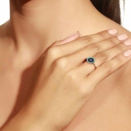 ροζ χρυσό γυναικείο δαχτυλίδι μάτι ζιργκόν D11300711(b)