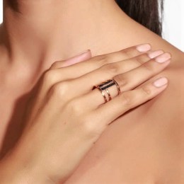 ροζ χρυσό γυναικείο δαχτυλίδι μαύρα ζιργκόν D11300804(b)