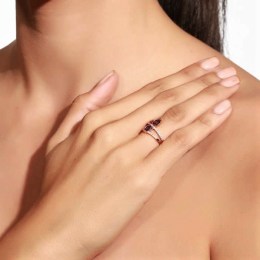ροζ χρυσό γυναικείο δαχτυλίδι μωβ ζιργκόν D11300513(b)