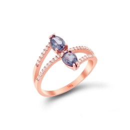 ροζ χρυσό γυναικείο δαχτυλίδι μωβ ζιργκόν D11300513