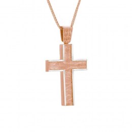 ροζ χρυσός γυναικείος σταυρός λουστρέ ζαγρέ ST11300271 