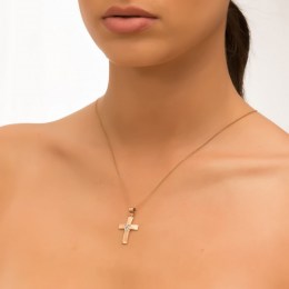 ροζ χρυσός γυναικείος σταυρός πεταλούδες ST11300261(a)