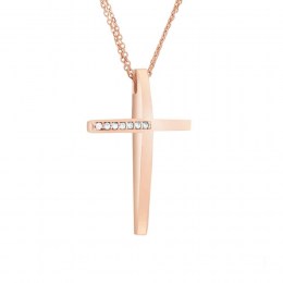 ροζ χρυσός γυναικείος σταυρός ζιργκόν ST11300783