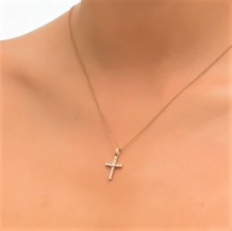 ροζ χρυσός γυναικείος σταυρός ζιργκόν ST11300787(b)