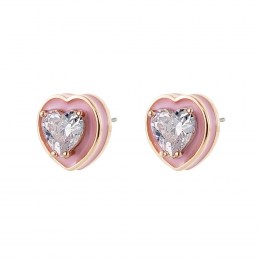 σκουλαρίκια Loisir Beauty καρδιά ροζ σμάλτο 03L15-01089