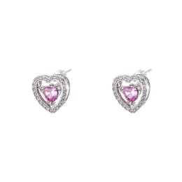 Σκουλαρίκια Loisir Happy Hearts καρδιές ροζ ζιργκόν 03L15-01299