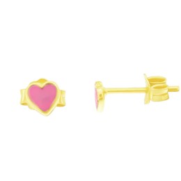 σκουλαρίκια παιδικά κίτρινα χρυσά ροζ καρδιά SK11101045
