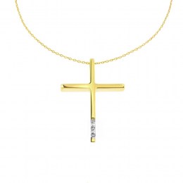 σταυρός γυναικείος κίτρινος χρυσός ζιργκόν ST11100932