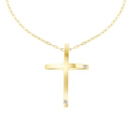 σταυρός γυναικείος κίτρινος χρυσός ζιργκόν ST11101164
