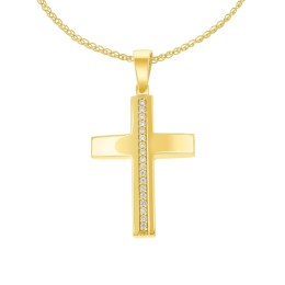 σταυρός γυναικείος κίτρινος χρυσός ζιργκόν ST11101180