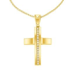 σταυρός γυναικείος κίτρινος χρυσός ζιργκόν ST11101183