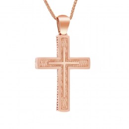 σταυρός γυναικείος ροζ χρυσός διπλής όψεως ST11300761(a)